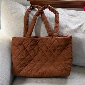 Poppy & Peonies Quilted Tan Tote